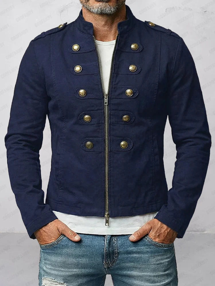 100% Cotton Two-Way Zip Gothic Military Jacket - Image 2