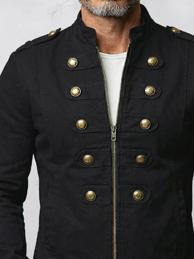 100% Cotton Two-Way Zip Gothic Military Jacket - Image 3