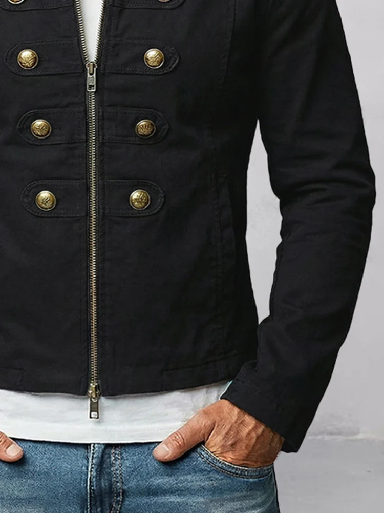 100% Cotton Two-Way Zip Gothic Military Jacket - Image 4