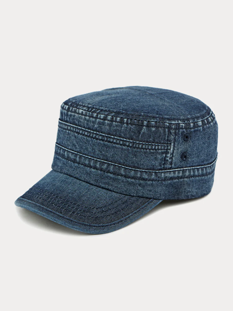 100% Cotton Washed Denim Army Caps - Image 11