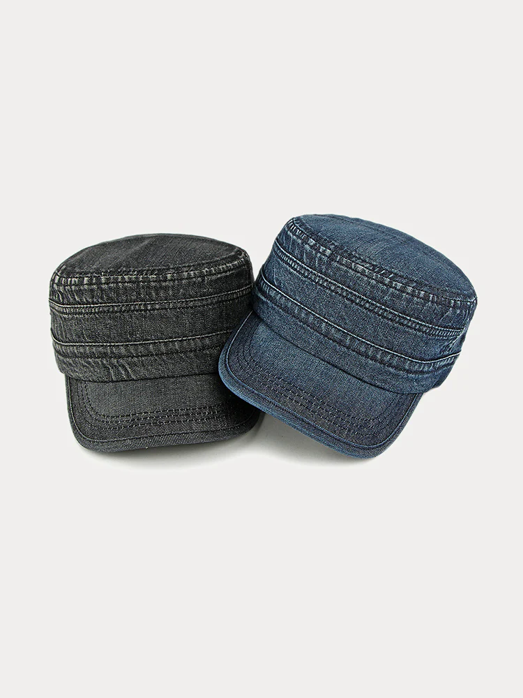 100% Cotton Washed Denim Army Caps - Image 14