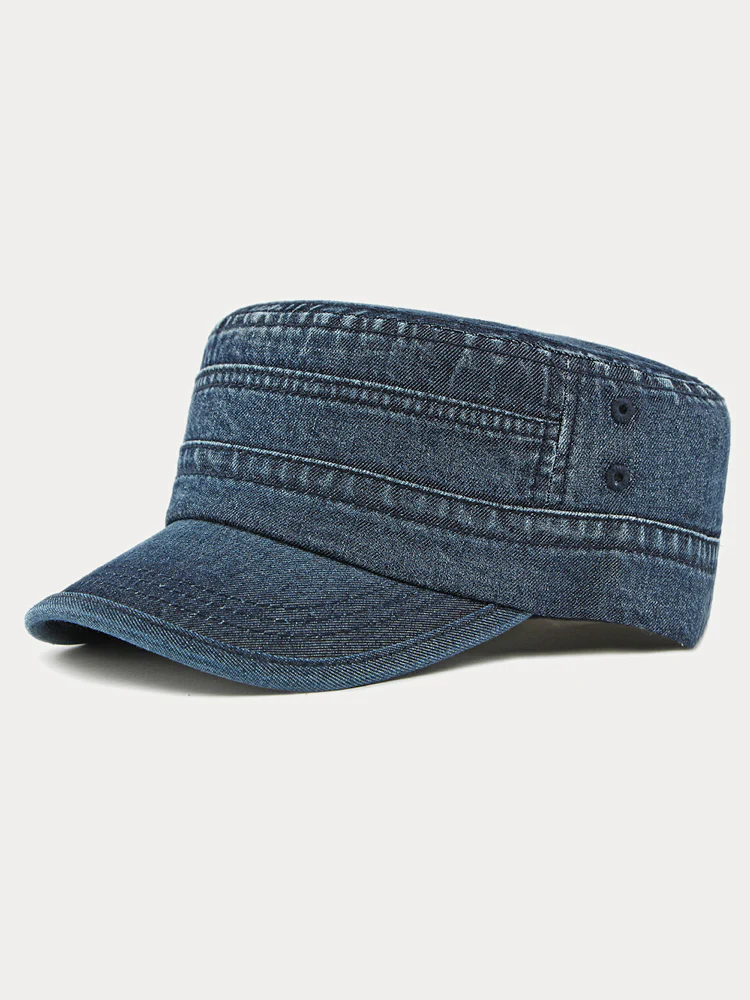 100% Cotton Washed Denim Army Caps - Image 2