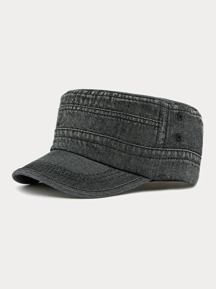 100% Cotton Washed Denim Army Caps - Image 3