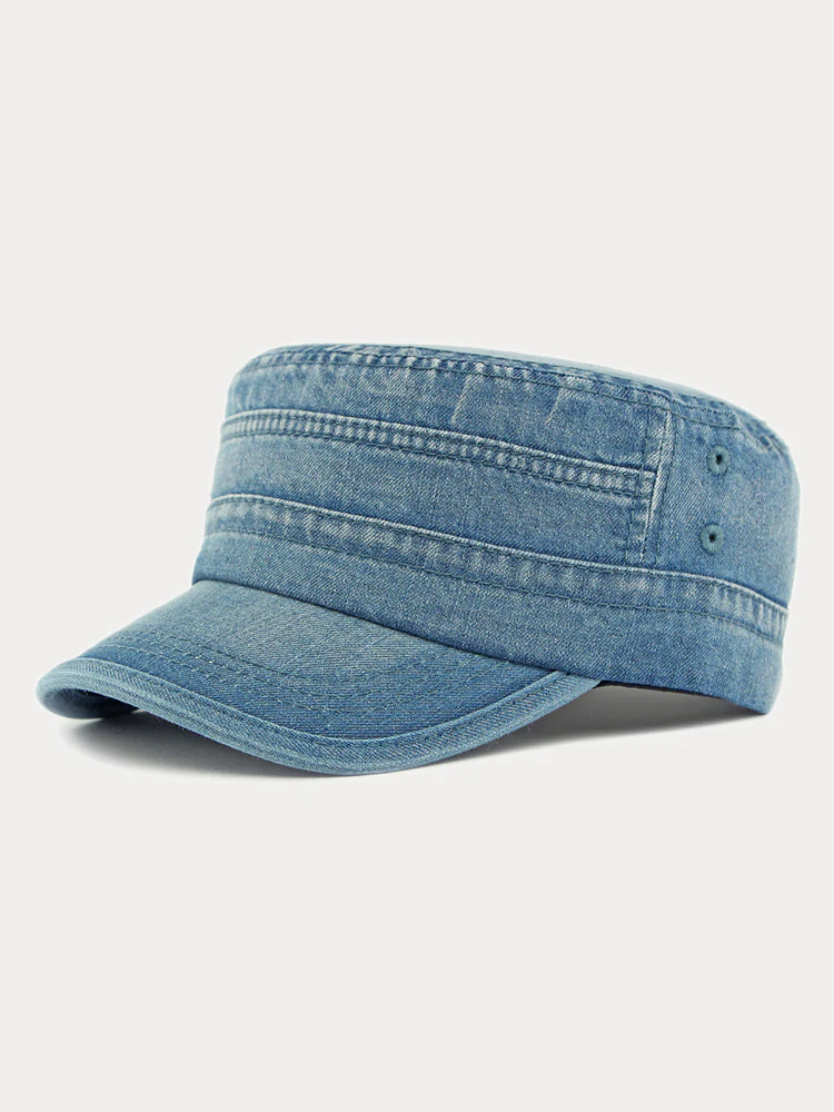 100% Cotton Washed Denim Army Caps - Image 4