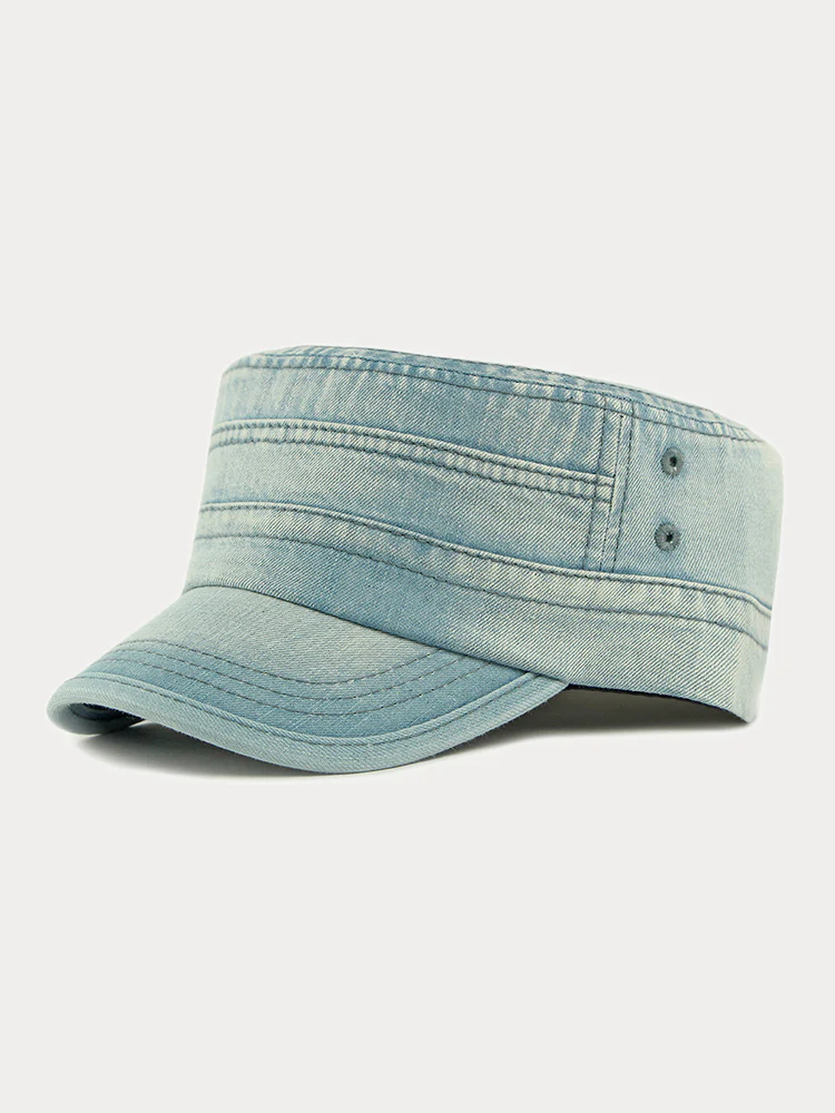 100% Cotton Washed Denim Army Caps - Image 5