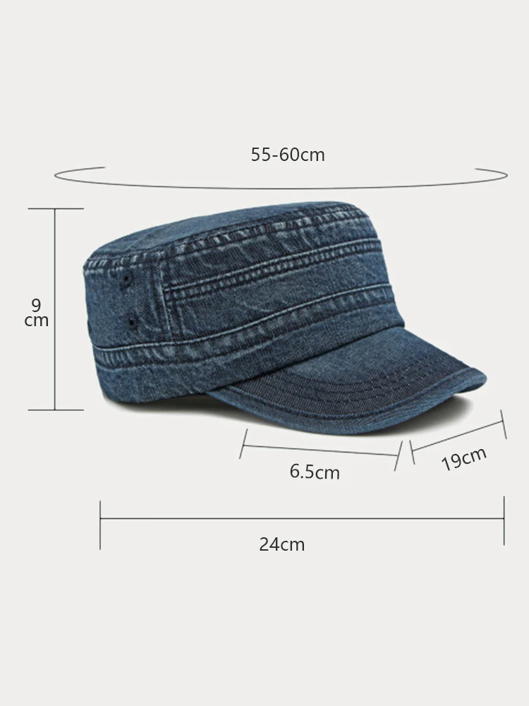 100% Cotton Washed Denim Army Caps - Image 8