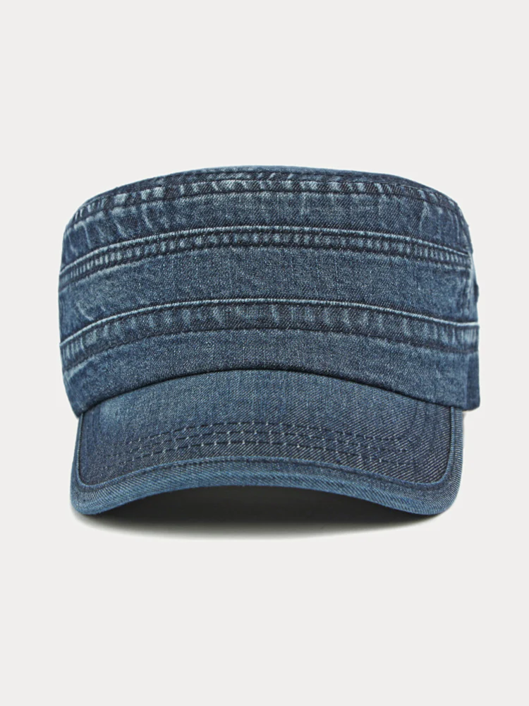 100% Cotton Washed Denim Army Caps - Image 9