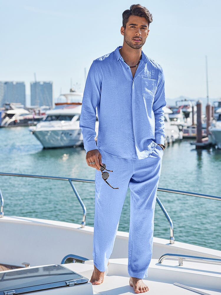 2-Piece Linen Long Sleeve Shirt Sets (US Only) - Image 10
