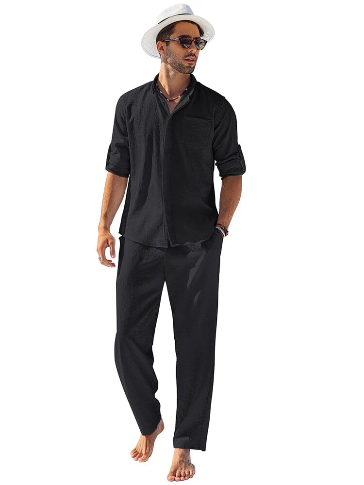 2-Piece Linen Long Sleeve Shirt Sets (US Only) - Image 4