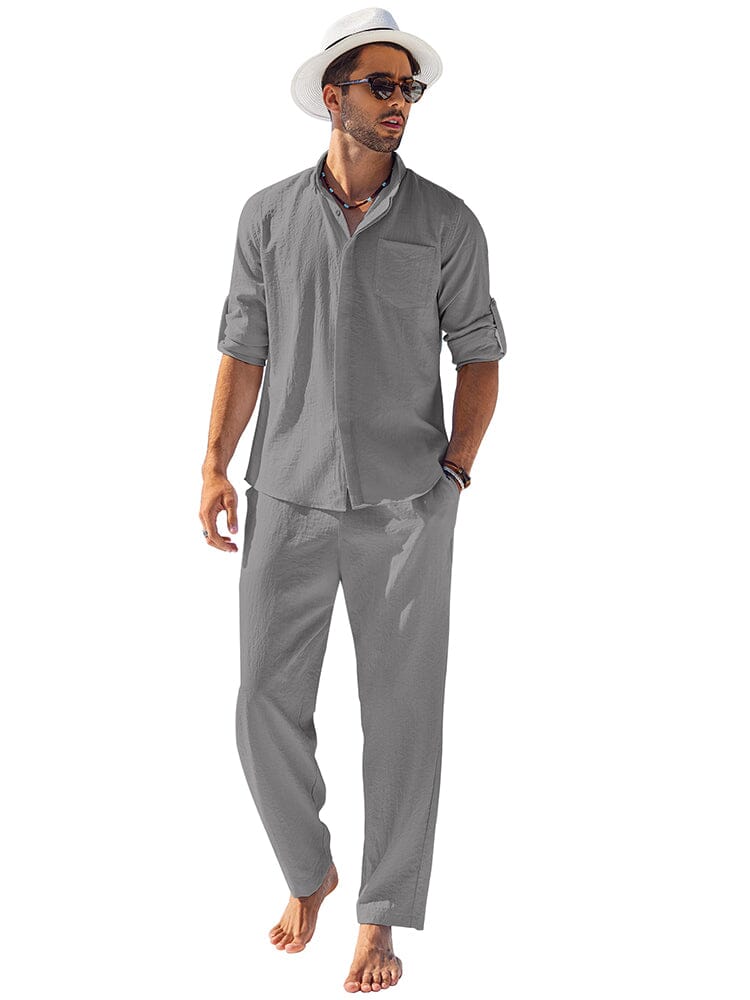 2-Piece Linen Long Sleeve Shirt Sets (US Only) - Image 5