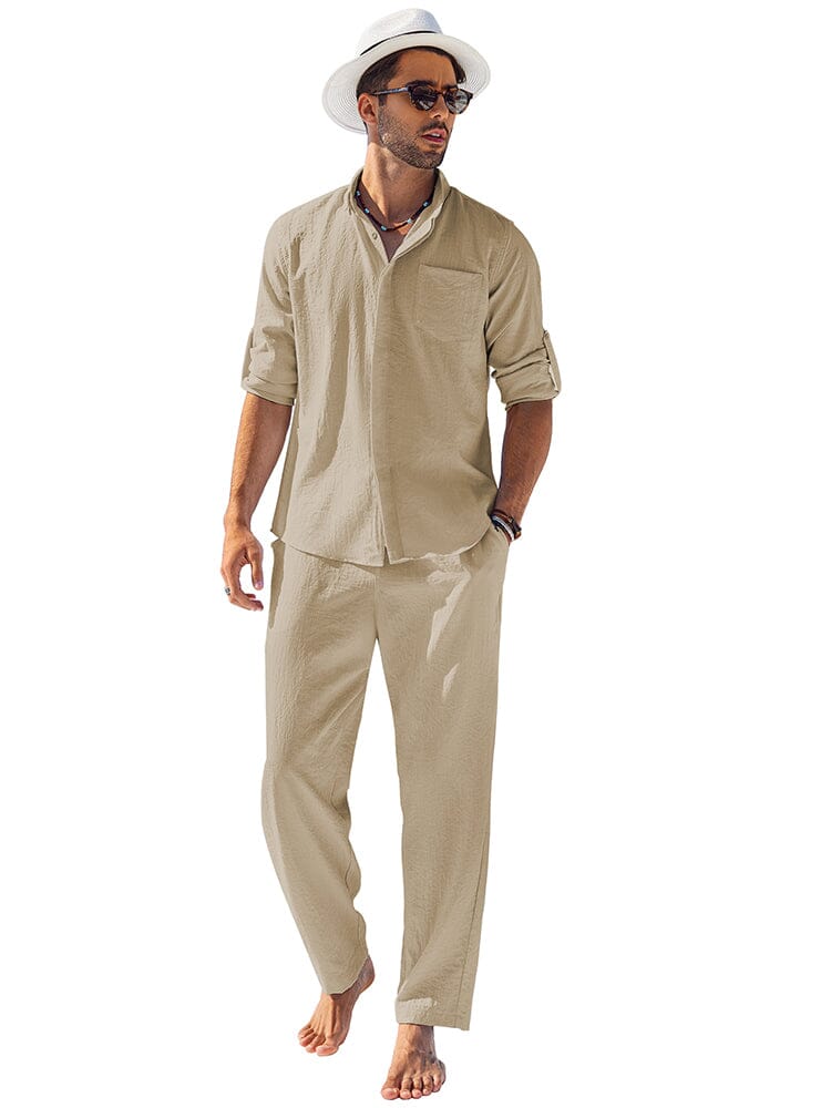 2-Piece Linen Long Sleeve Shirt Sets (US Only) - Image 6