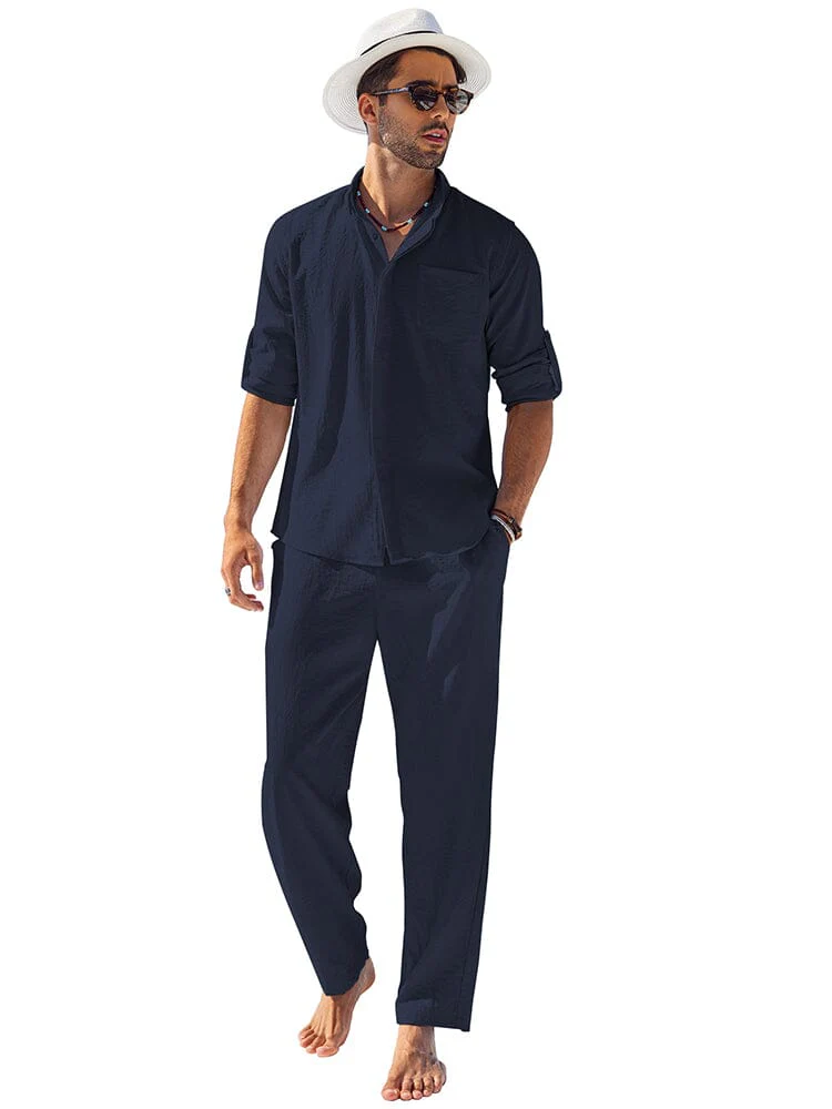 2-Piece Linen Long Sleeve Shirt Sets (US Only) - Image 7