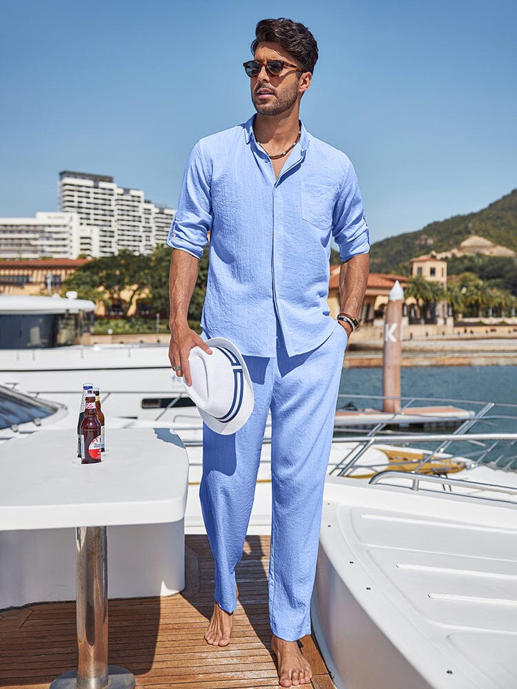2-Piece Linen Long Sleeve Shirt Sets (US Only) - Image 9