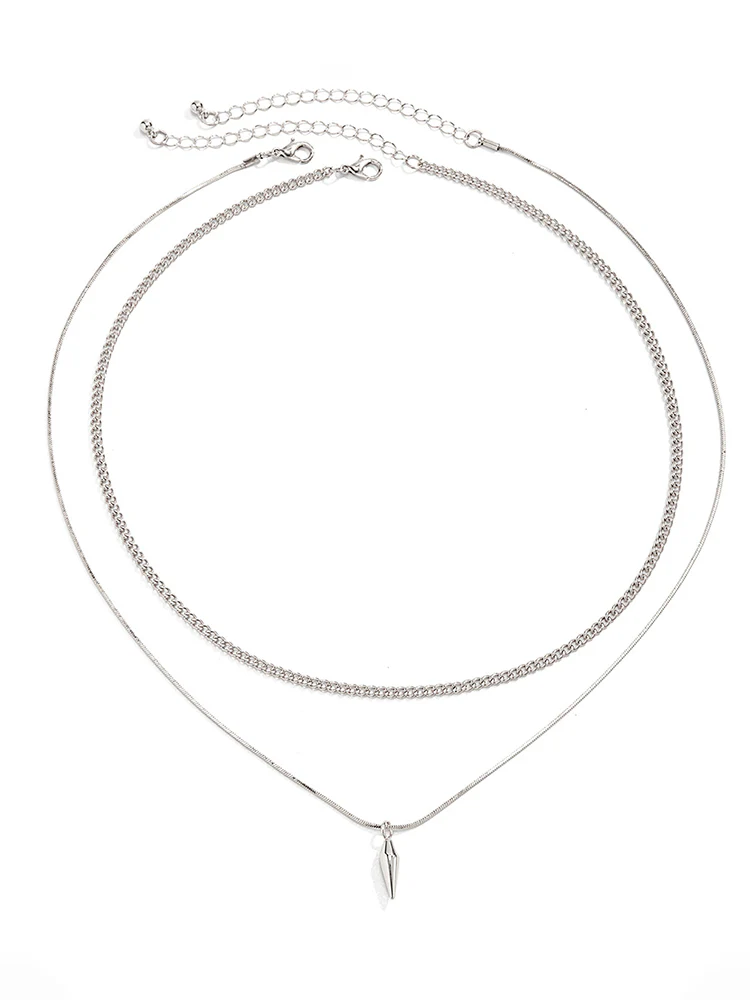 2Pcs Punk Rivet Pendant Necklace Set - Image 9