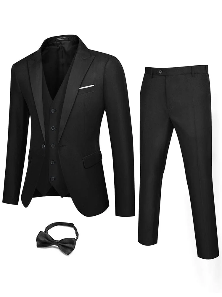 3 Piece Tuxedo Suit Set with Bow Tie (US Only) - Image 2