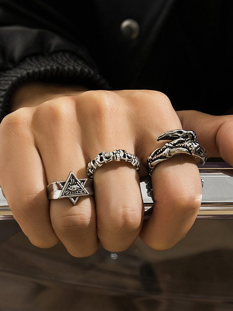 3Pcs Gothic Evil Eye Rings Set - Image 4