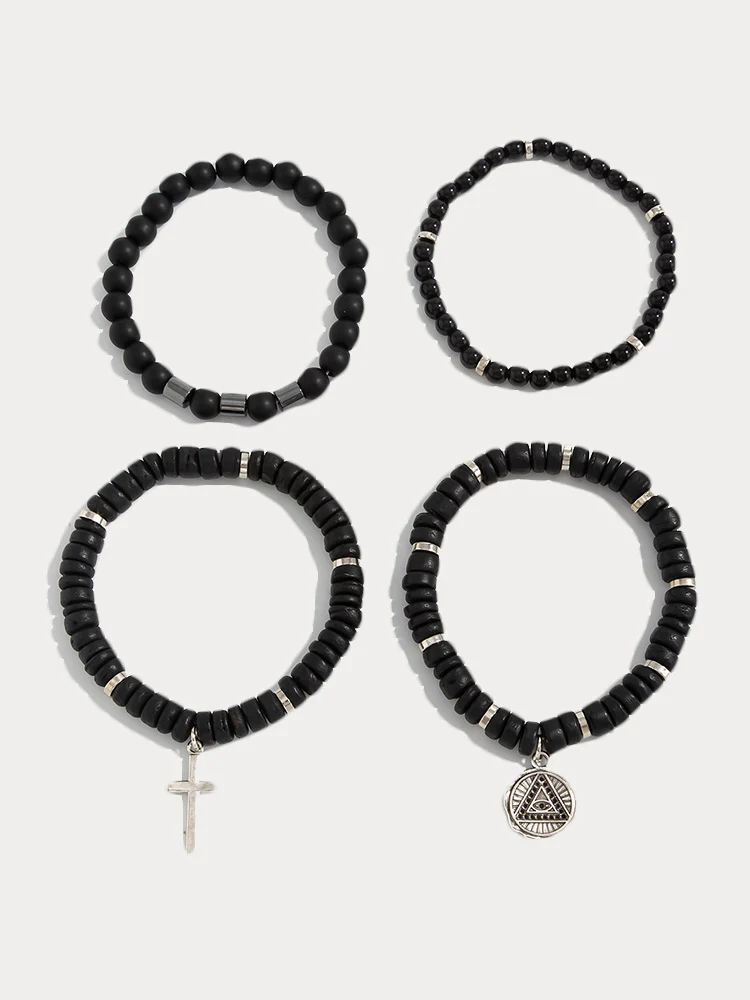 4Pcs Stackable Beaded Cross Bracelet Set - Image 5