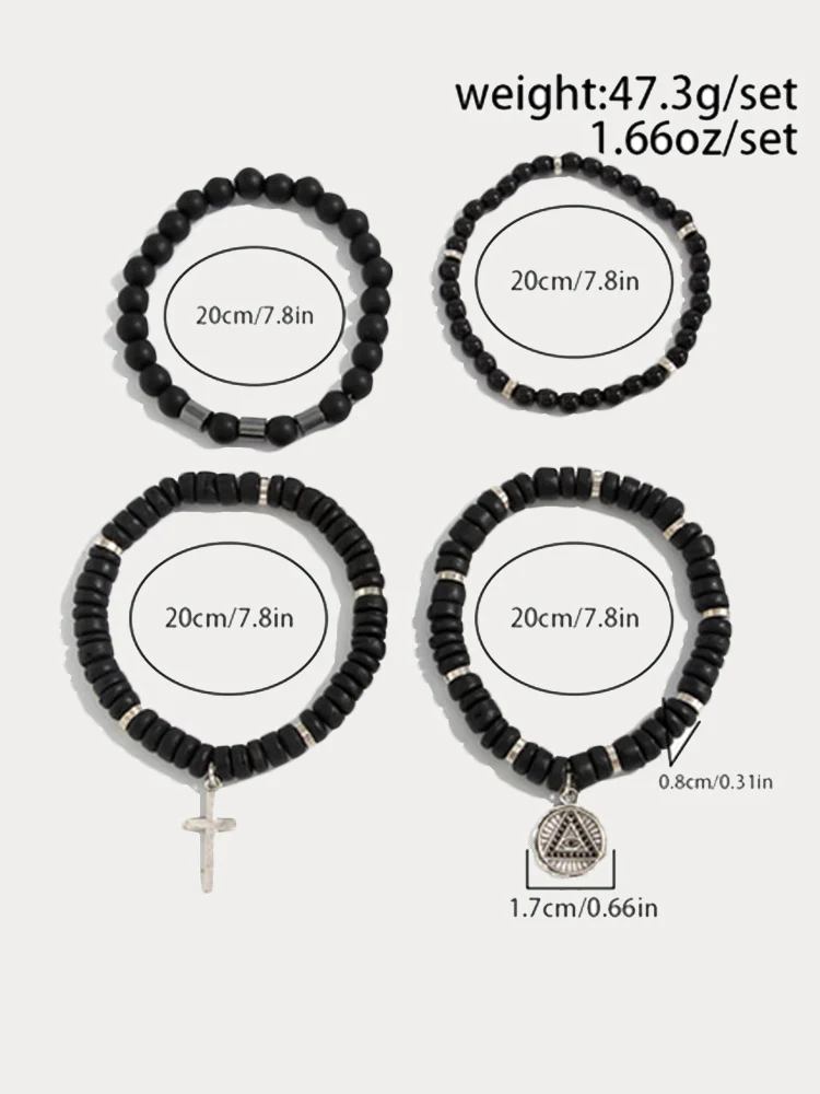 4Pcs Stackable Beaded Cross Bracelet Set - Image 6
