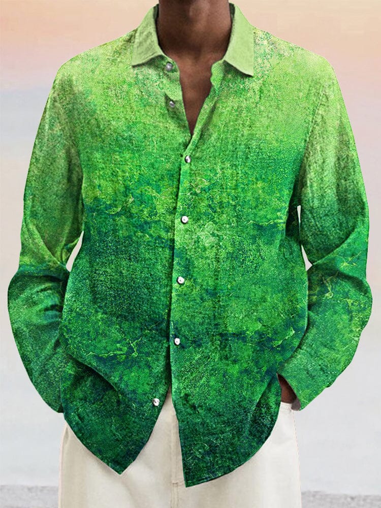 Abstract Graphic Cotton Linen Shirt - Image 4