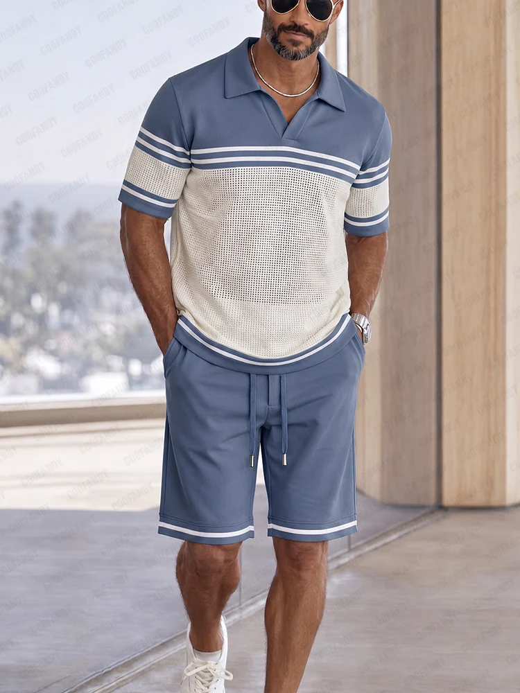 Athleisure Breathable Mesh Patchwork T-Shirt Set