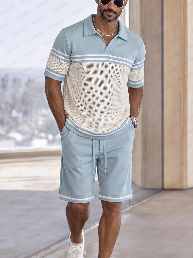 Athleisure Breathable Mesh Patchwork T-Shirt Set - Image 2