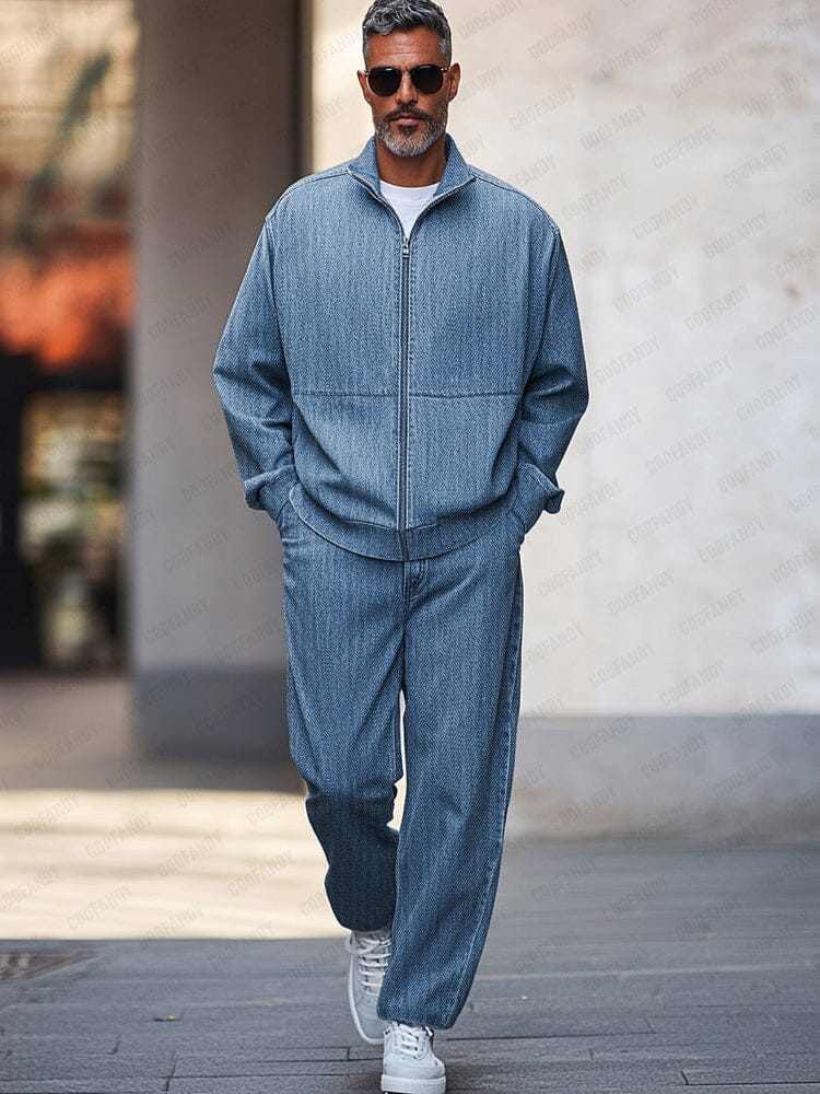 Athleisure Denim Jacket Pants Set - Image 2