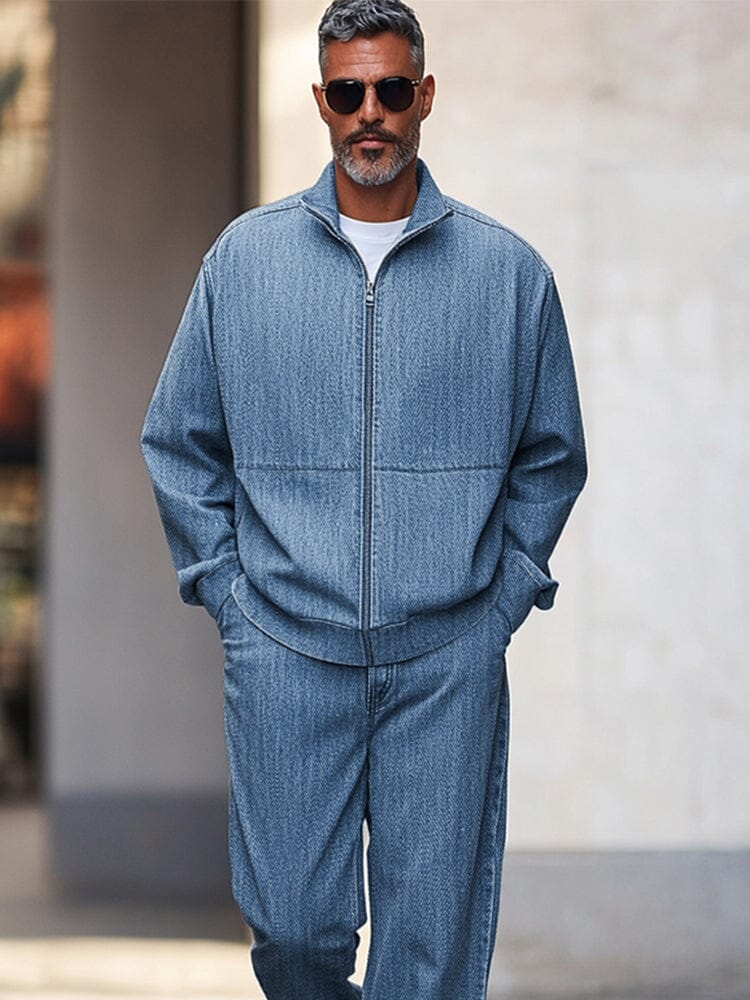 Athleisure Denim Jacket Pants Set - Image 3