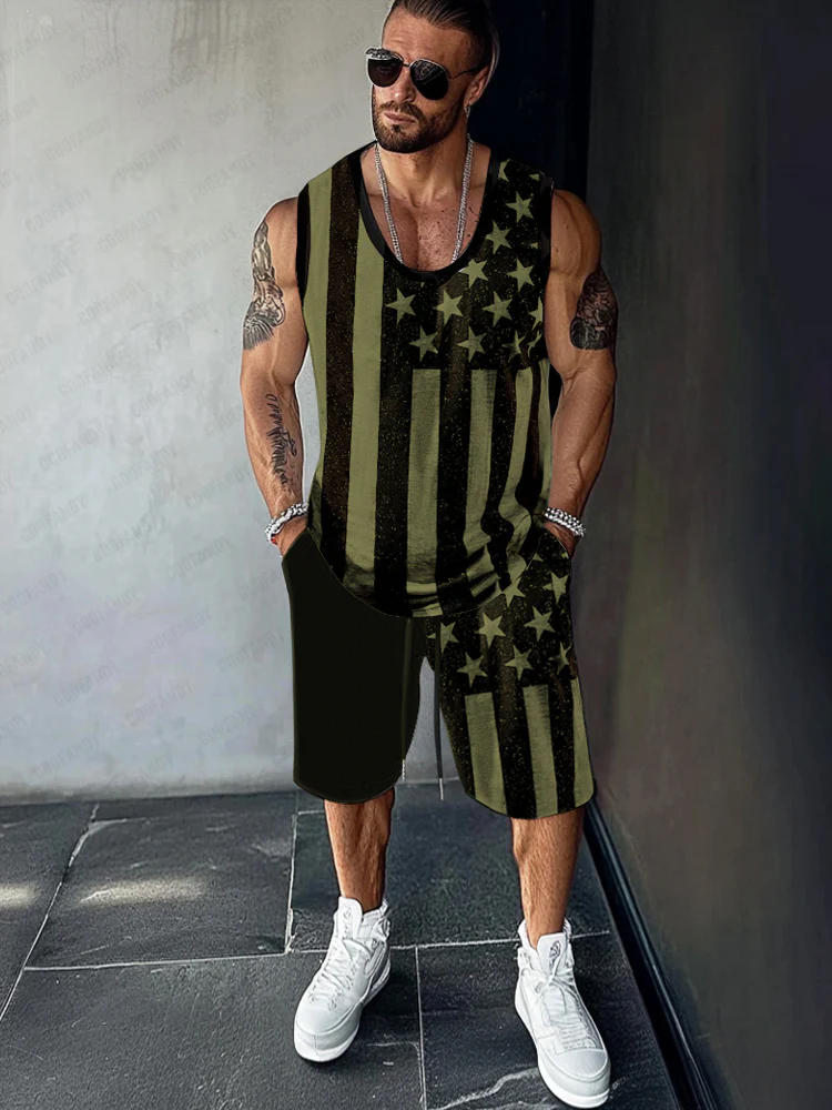 Athleisure Flag Printed Tank Top Set - Image 2