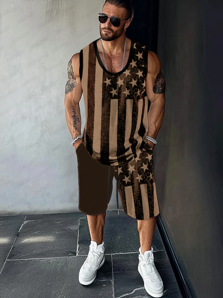 Athleisure Flag Printed Tank Top Set - Image 3