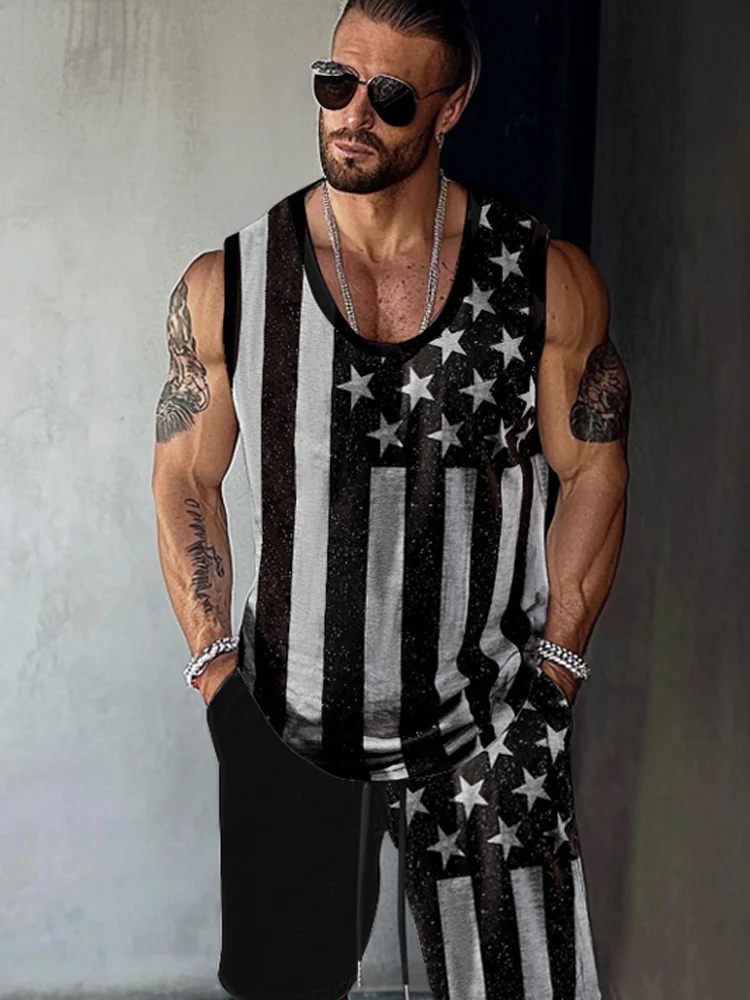 Athleisure Flag Printed Tank Top Set - Image 4