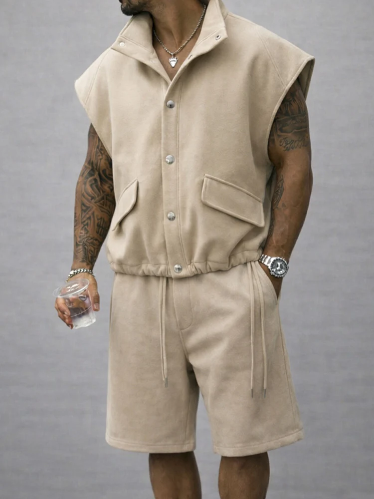 Athleisure Sleeveless Top and Drawstring Shorts Set - Image 3