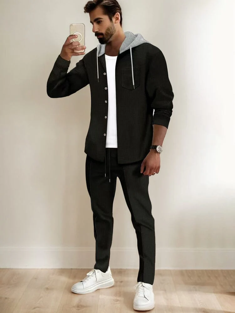 Athleisure Waffle Hooded Jacket Set - Image 2