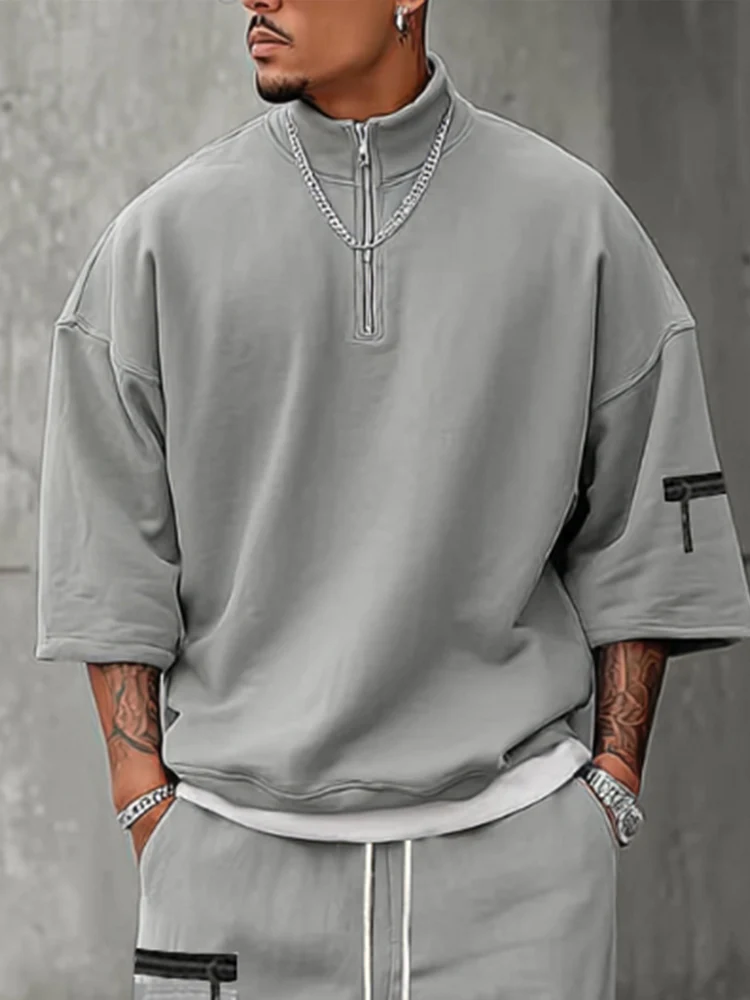 Athleisure Zipper Pullover Top Pants Set - Image 3