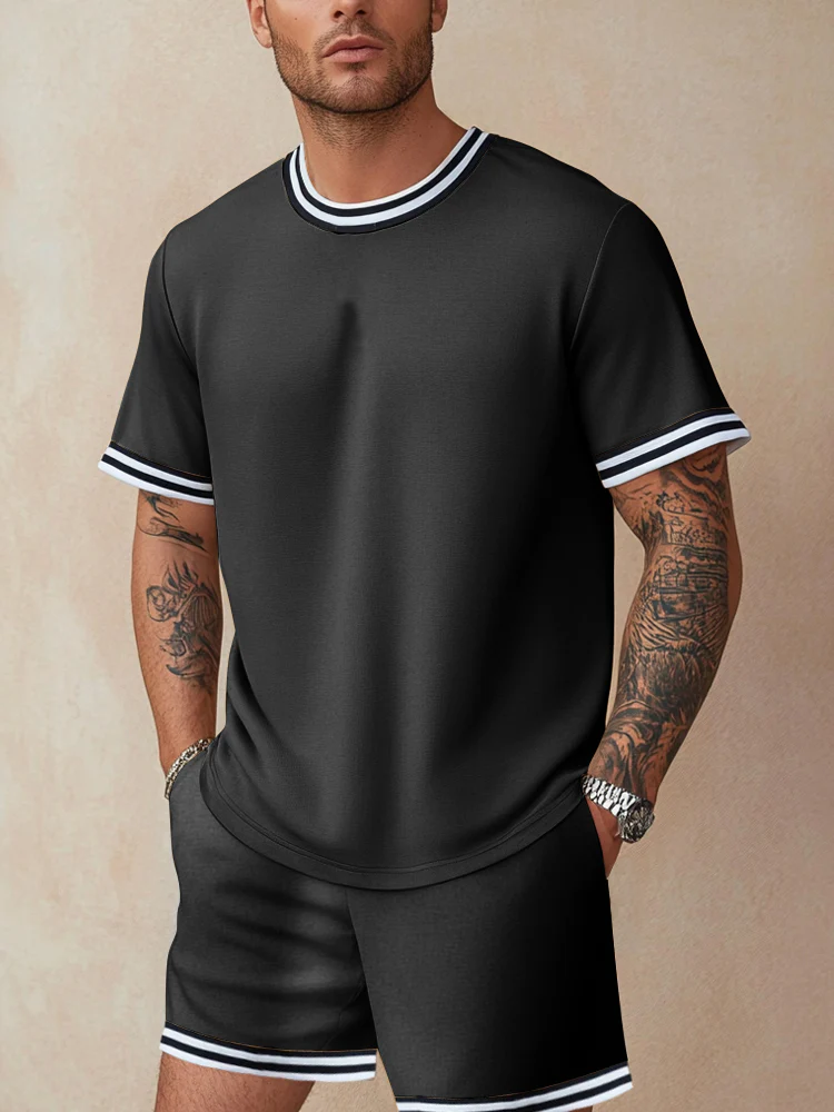 Athletic Contrast Trim 2-Piece Outfit - Image 2