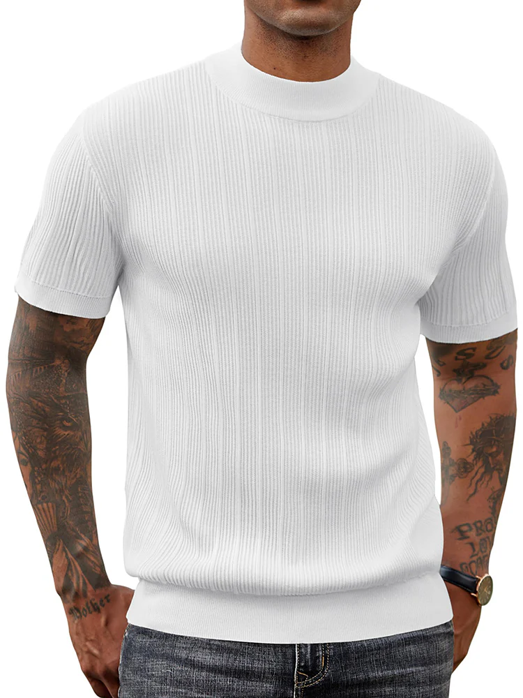 Basic Mock Neck Knit Tee (US Only)