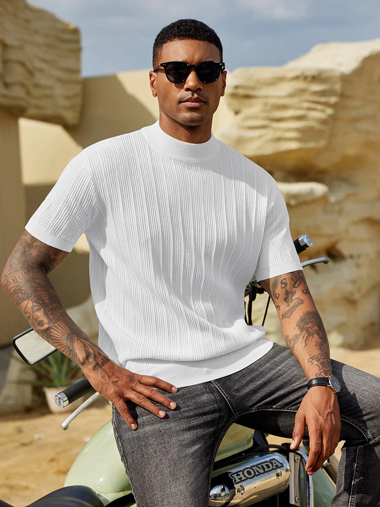 Basic Mock Neck Knit Tee (US Only) - Image 8