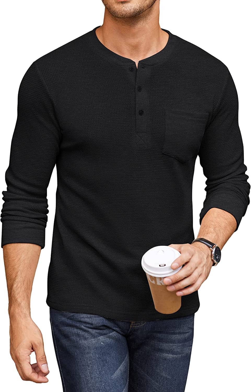 Basic Waffle Pullover Long Sleeve T-Shirt (Live Only) - Image 10