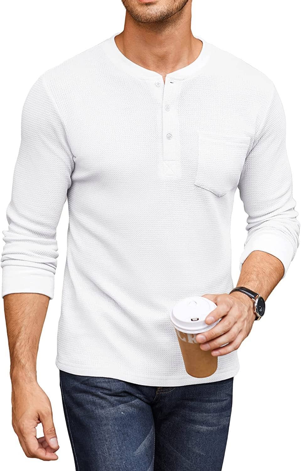 Basic Waffle Pullover Long Sleeve T-Shirt (Live Only) - Image 4