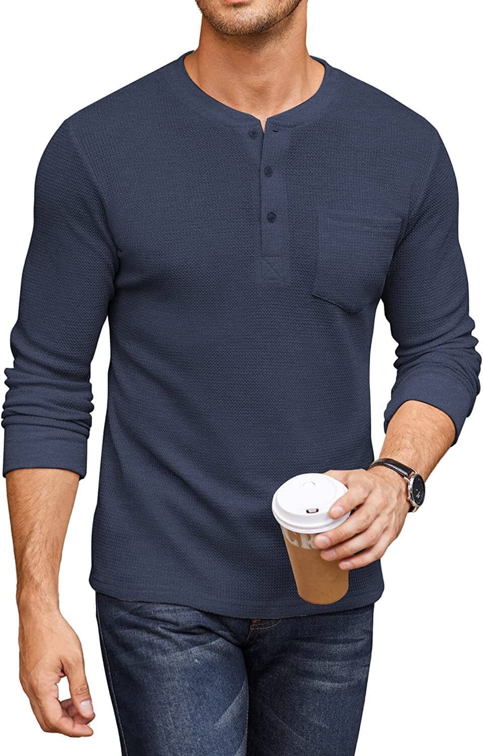 Basic Waffle Pullover Long Sleeve T-Shirt (Live Only) - Image 7