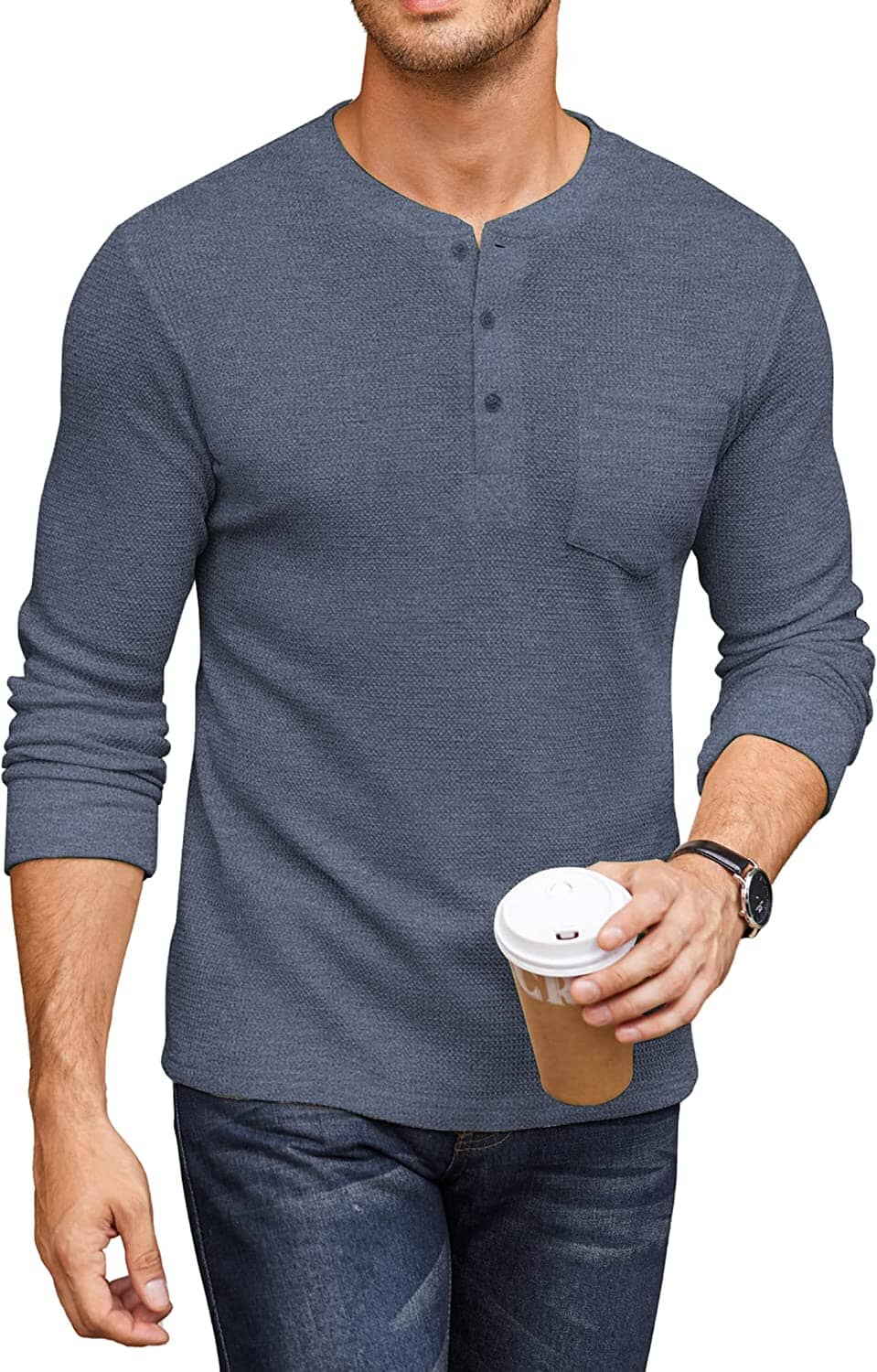 Basic Waffle Pullover Long Sleeve T-Shirt (Live Only) - Image 8