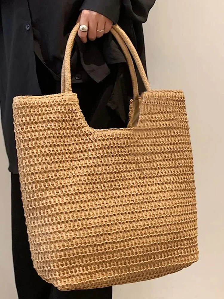 Boho Simple Large Capacity Woven Straw Tote Bag - Image 4