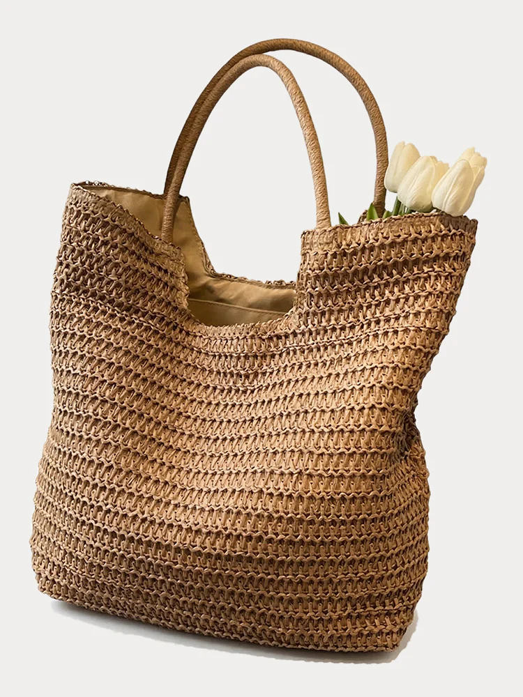 Boho Simple Large Capacity Woven Straw Tote Bag - Image 6