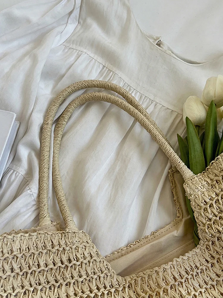 Boho Simple Large Capacity Woven Straw Tote Bag - Image 9