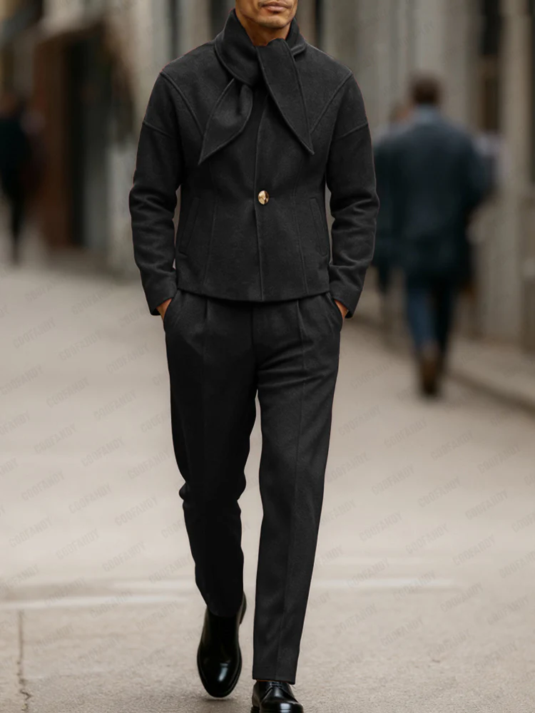 Bow Tie Design Blazer Pants Set - Image 2