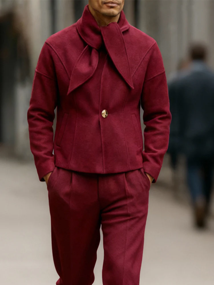 Bow Tie Design Blazer Pants Set - Image 3