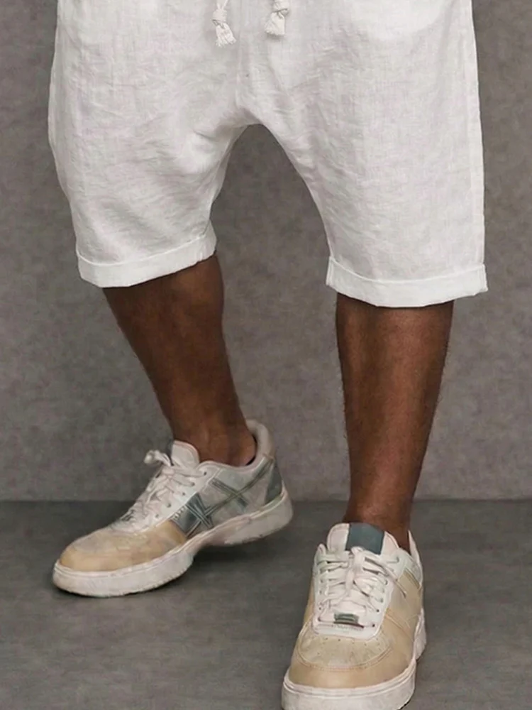 Breathable Cotton Drop Crotch Harem Shorts - Image 4