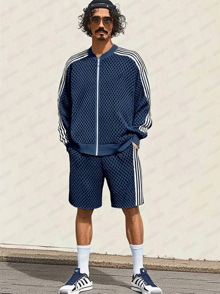 Breathable Mesh Knit Tracksuit Set - Image 2