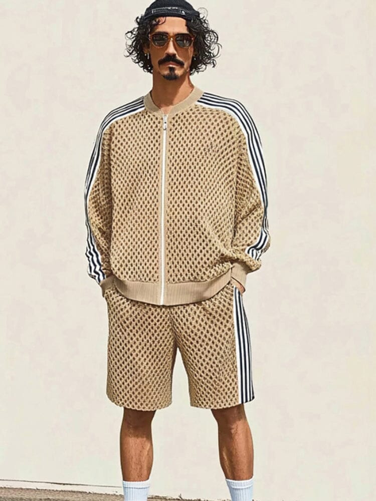 Breathable Mesh Knit Tracksuit Set - Image 3