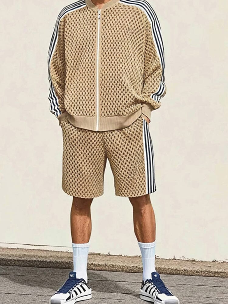 Breathable Mesh Knit Tracksuit Set - Image 4