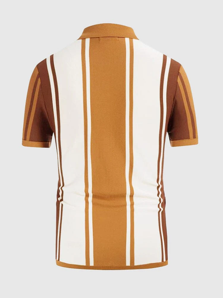 Breathable Stripe Knit Button Top - Image 5